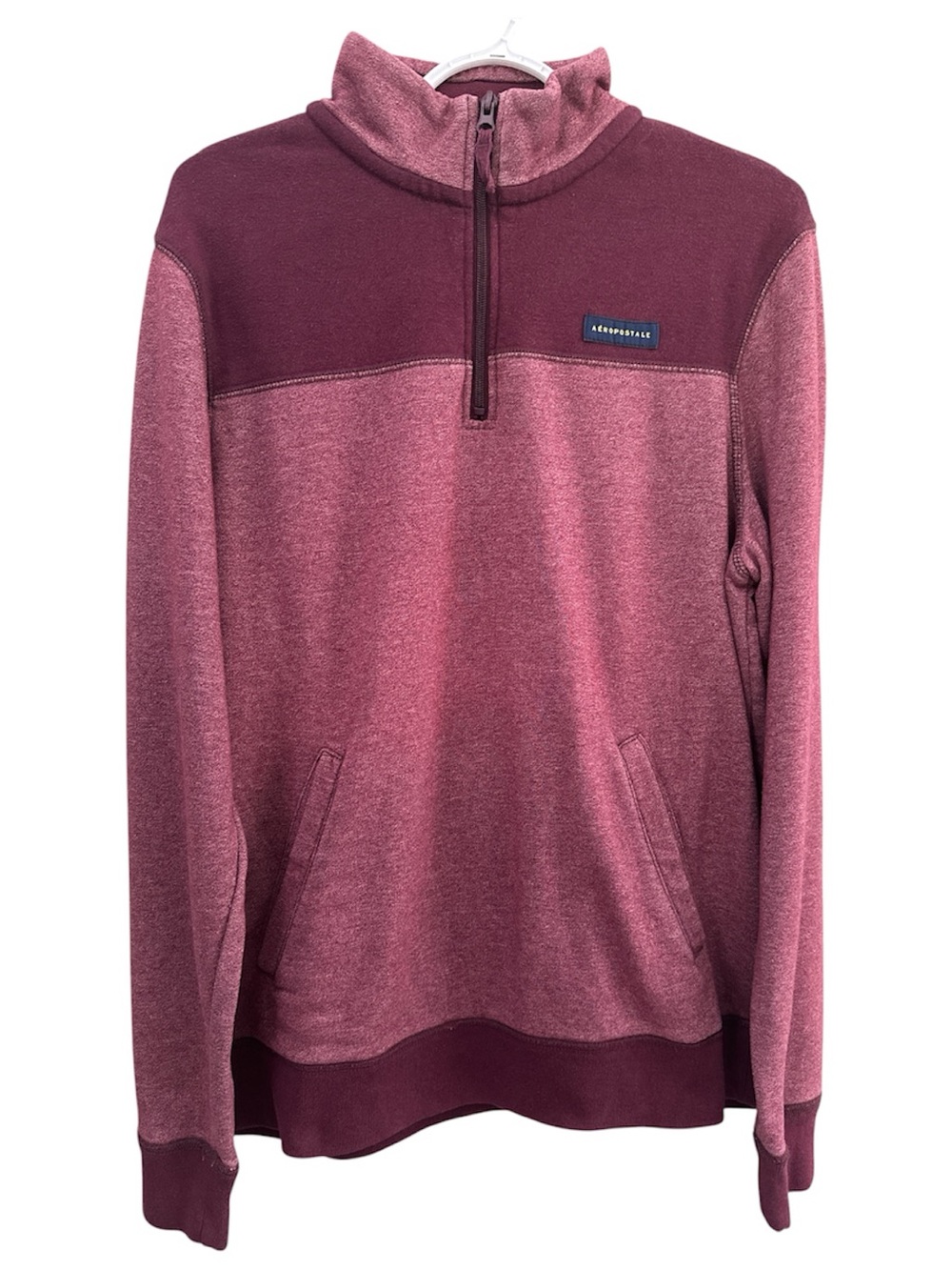 Aeropostale Men's Two-Tone Burgundy Quarter-Zip Pullover Size LG